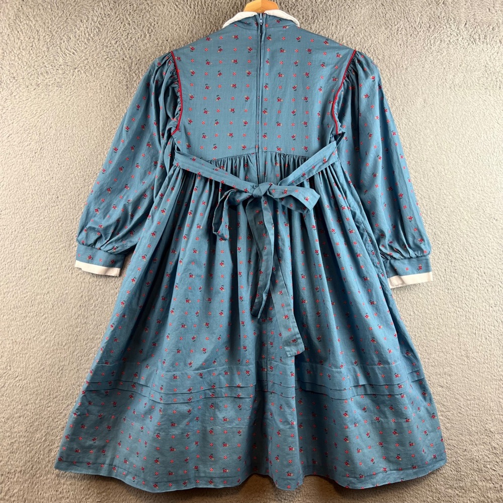 VTG Pleasant Company Girl Floral Prairie Dress Peter Pan Collar Long Sleeve 7 - Picture 2 of 12
